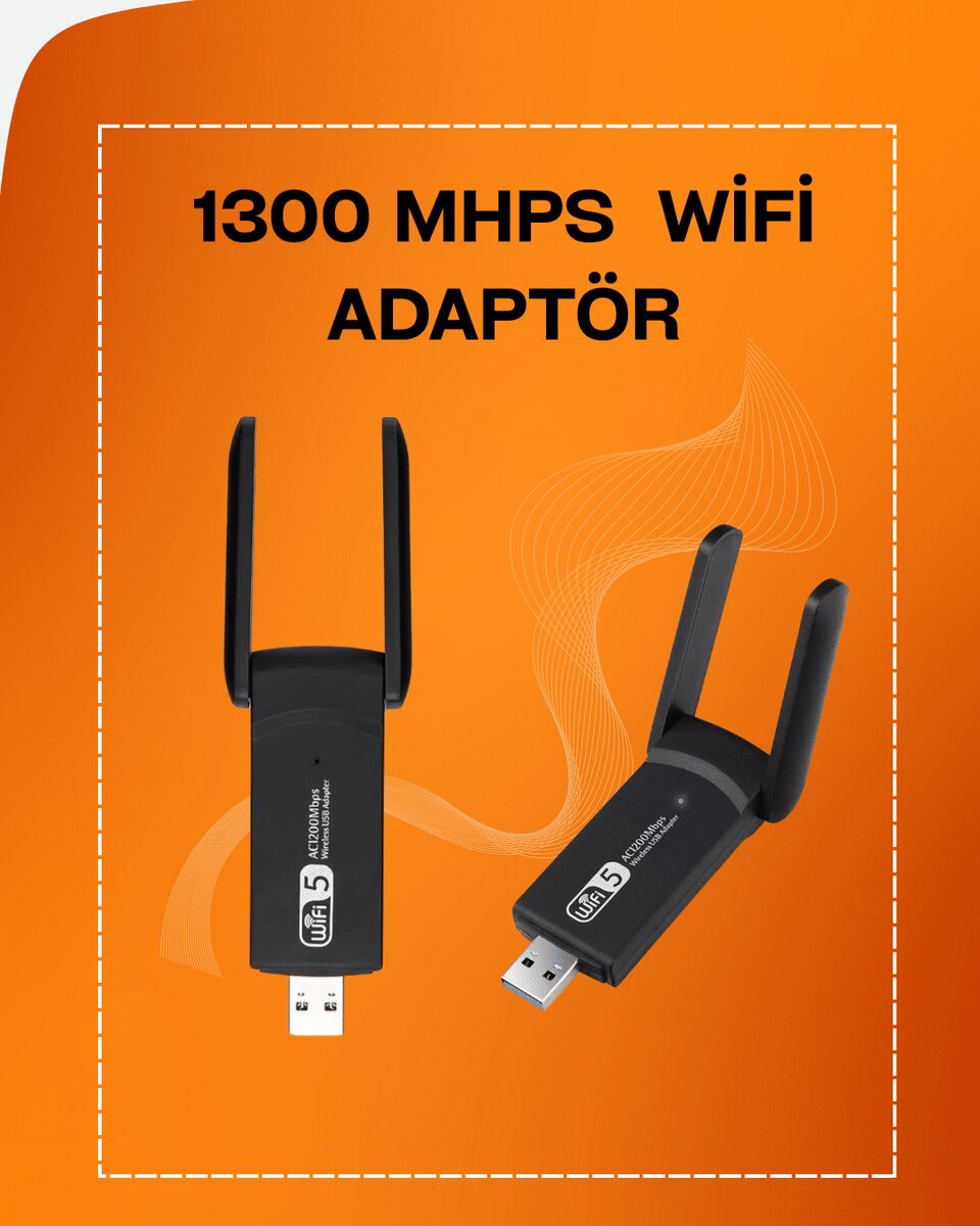 Tak-Çalıştır Özellikli Çift Bant WiFi Adaptör – 1200 Mbps Tak-Çalıştır Özellikli Çift Bant WiFi Adaptör – 1200 Mbps