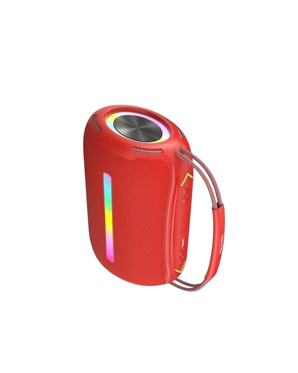360 RGB LED'li Taşınabilir Bluetooth Hoparlör – Kırmızı, USB/TF Destekli