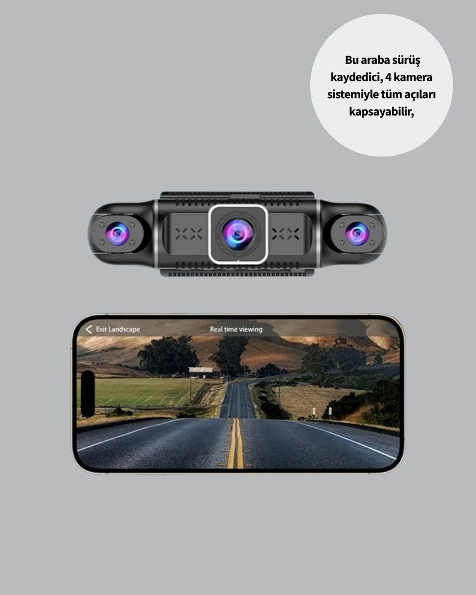 4 Kameralı Araç İçi Kamera 1080P GPS Takip WiFi Gece Görüşlü 4 Kameralı Araç İçi Kamera 1080P GPS Takip WiFi Gece Görüşlü