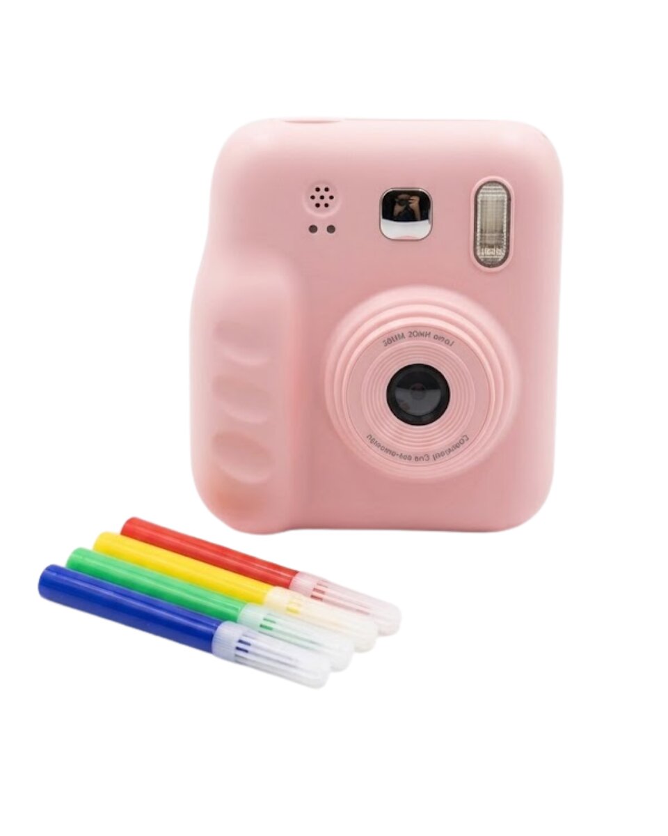 Eğitici Çocuk Kamerası Anında Baskı 4 Rulo Kağıt ve 5 Kalem Set Hediyeli