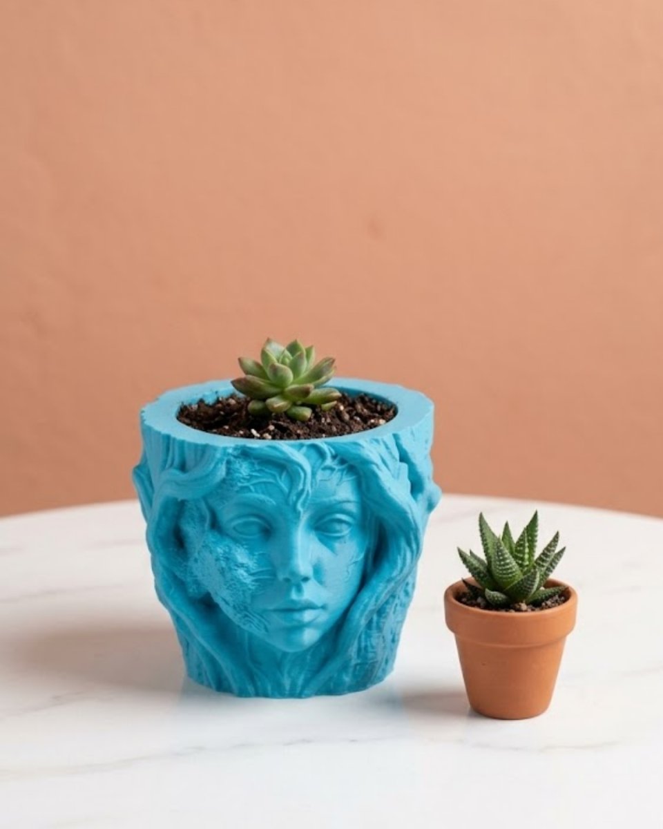 Dekoratif 3D Kadın Yüzü Ağaç Tasarımlı Saksı Vazo Modern Ev Dekoru Dekoratif 3D Kadın Yüzü Ağaç Tasarımlı Saksı Vazo Modern Ev Dekoru