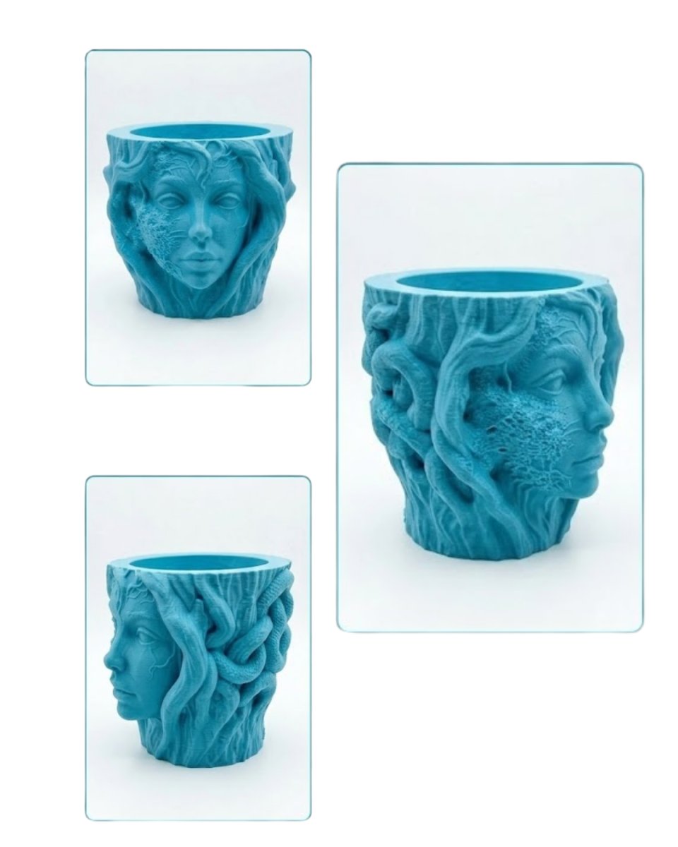 Minimalist Kadın Yüzü Heykel Tasarımlı 3D Dekoratif Saksı Vazo Minimalist Kadın Yüzü Heykel Tasarımlı 3D Dekoratif Saksı Vazo