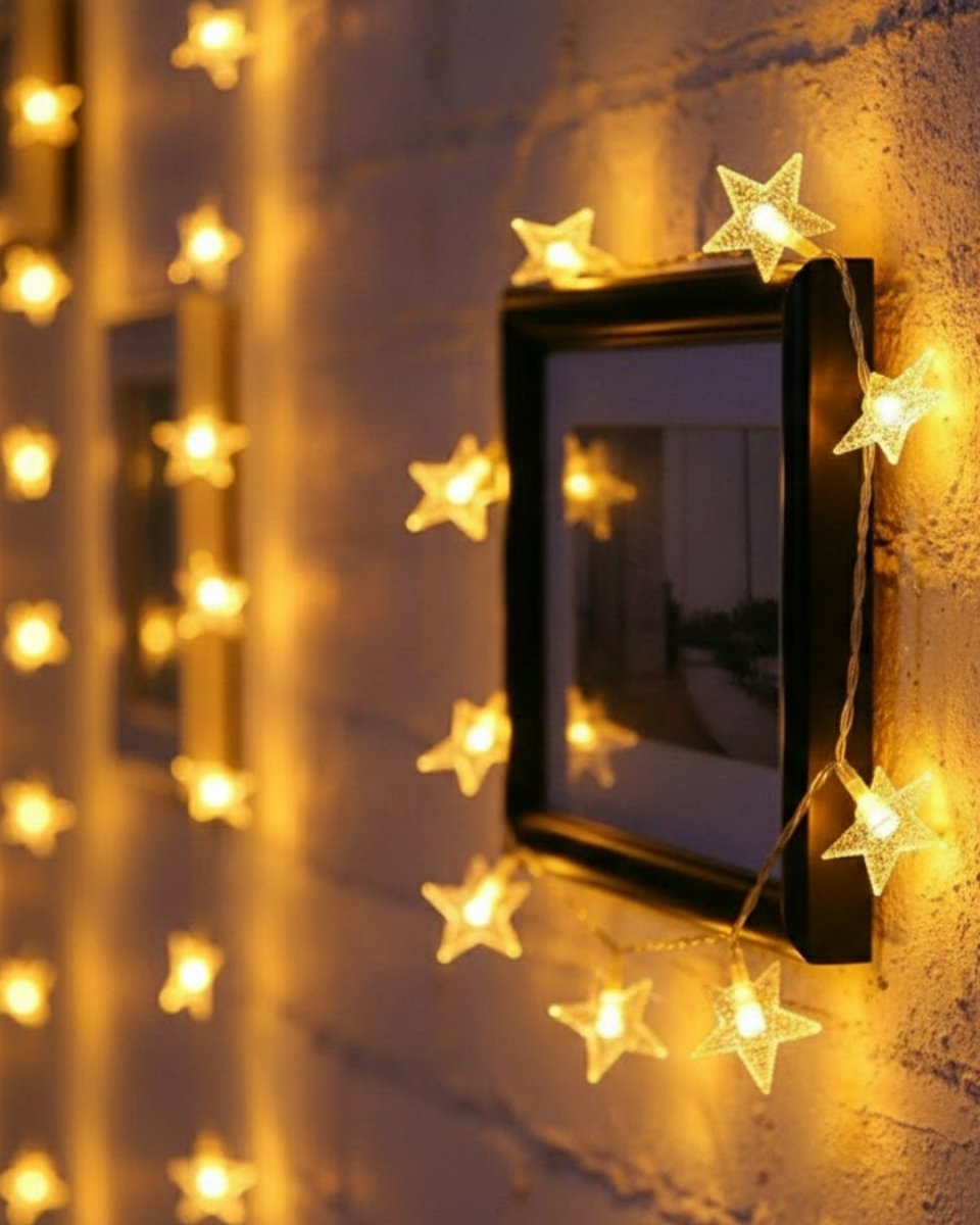5 Metre 20 Yıldızlı LED Işık Zinciri Daylight Beyaz Salon ve Oda Dekoru 5 Metre 20 Yıldızlı LED Işık Zinciri Daylight Beyaz Salon ve Oda Dekoru