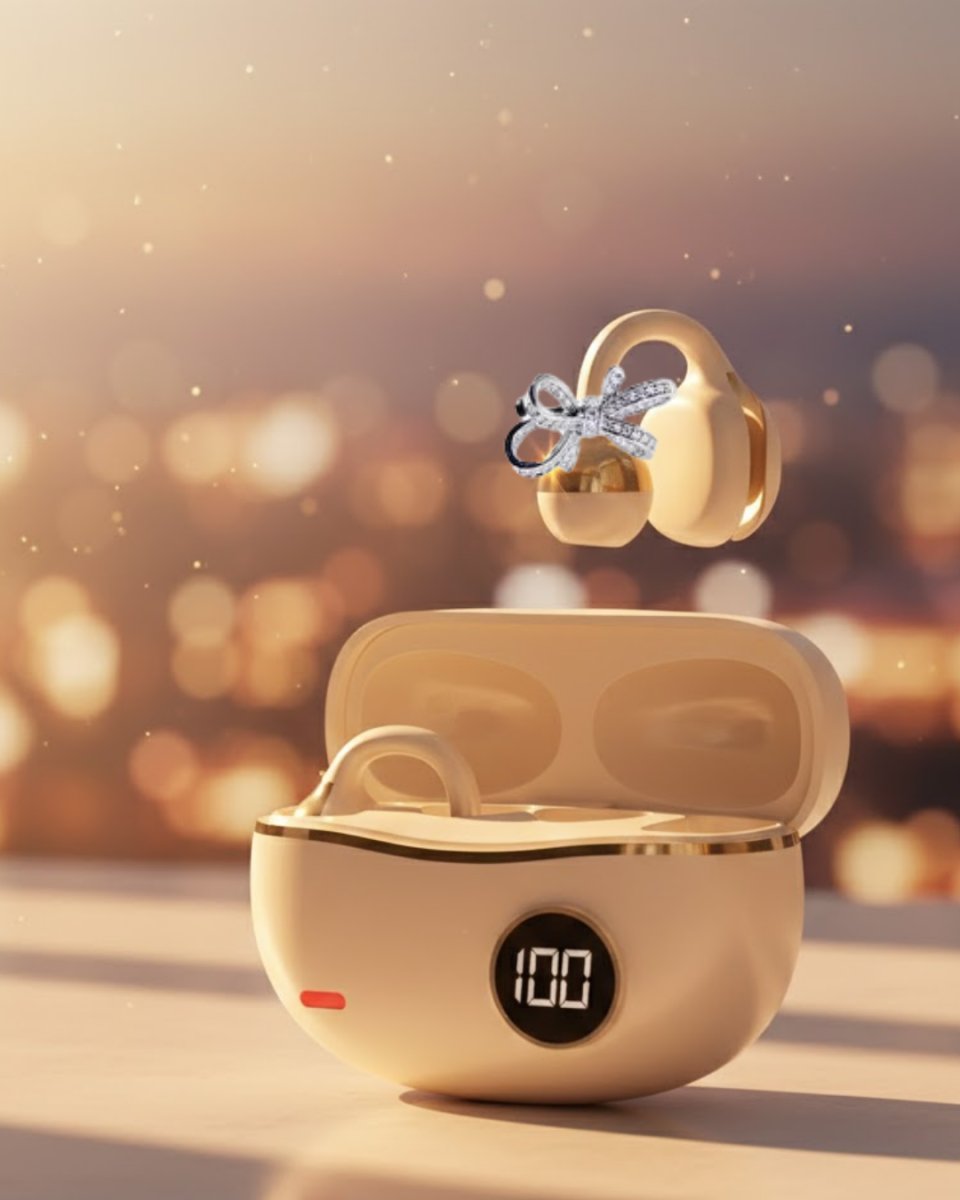 Şık ve Taşınabilir Bluetooth Kulaklık Gün Boyu Kullanım 2 Kurdele Küpe Hediyeli Şık ve Taşınabilir Bluetooth Kulaklık Gün Boyu Kullanım 2 Kurdele Küpe Hediyeli