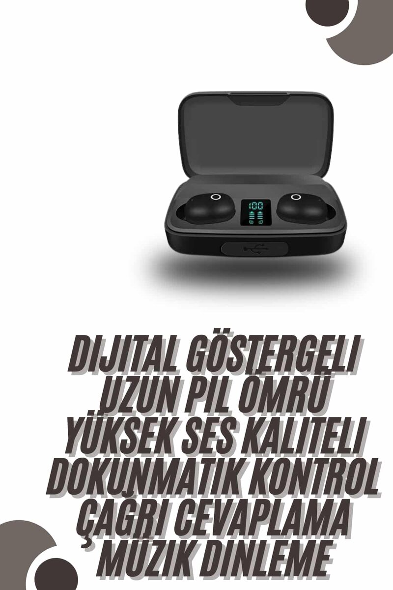 TWS Bluetooth Kulaklık 5.0 Bluetooth Bağlantılı Dokunmatik Kontrol Özelliği TWS Bluetooth Kulaklık 5.0 Bluetooth Bağlantılı Dokunmatik Kontrol Özelliği