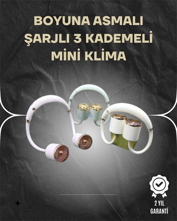 Asılabilir Mini Boyun Fanı | 1000mAh Şarjlı, Turbo Güçlü Rüzgar Asılabilir Mini Boyun Fanı | 1000mAh Şarjlı, Turbo Güçlü Rüzgar