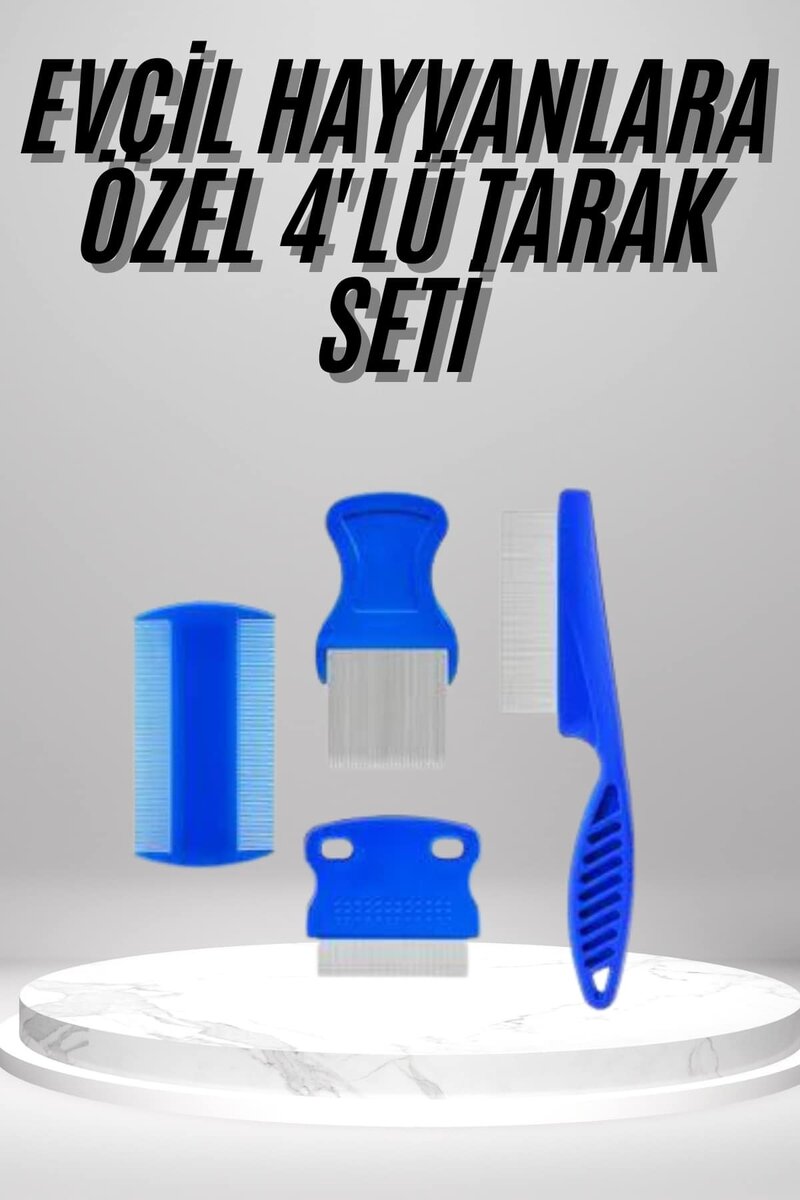 4'lü Bit Evcil Hayvan Tarak Seti Kedi Köpek Bit Tarak Seti Pire Tarağı