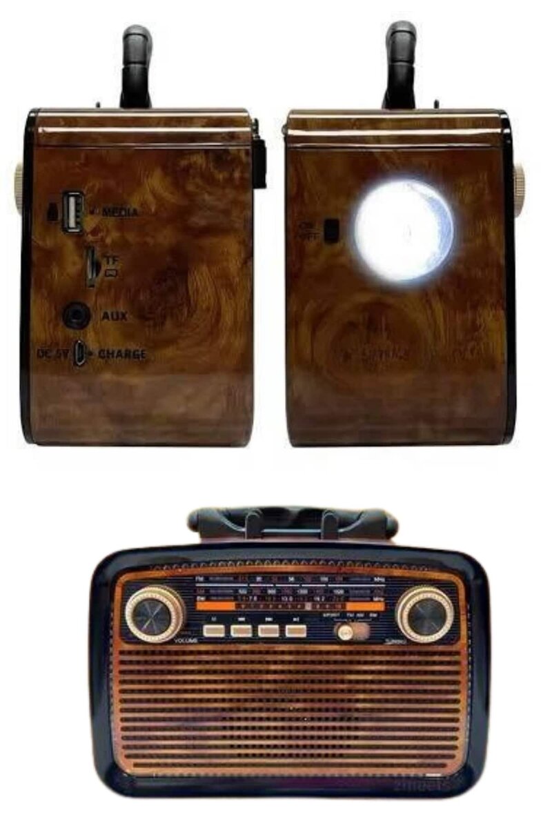 Nostalji Radyo Bluetooth Hoparlör USB-SD Kart Giriş Led Fener Işıklı Bataryalı Pilli Nostalji Radyo Bluetooth Hoparlör USB-SD Kart Giriş Led Fener Işıklı Bataryalı Pilli