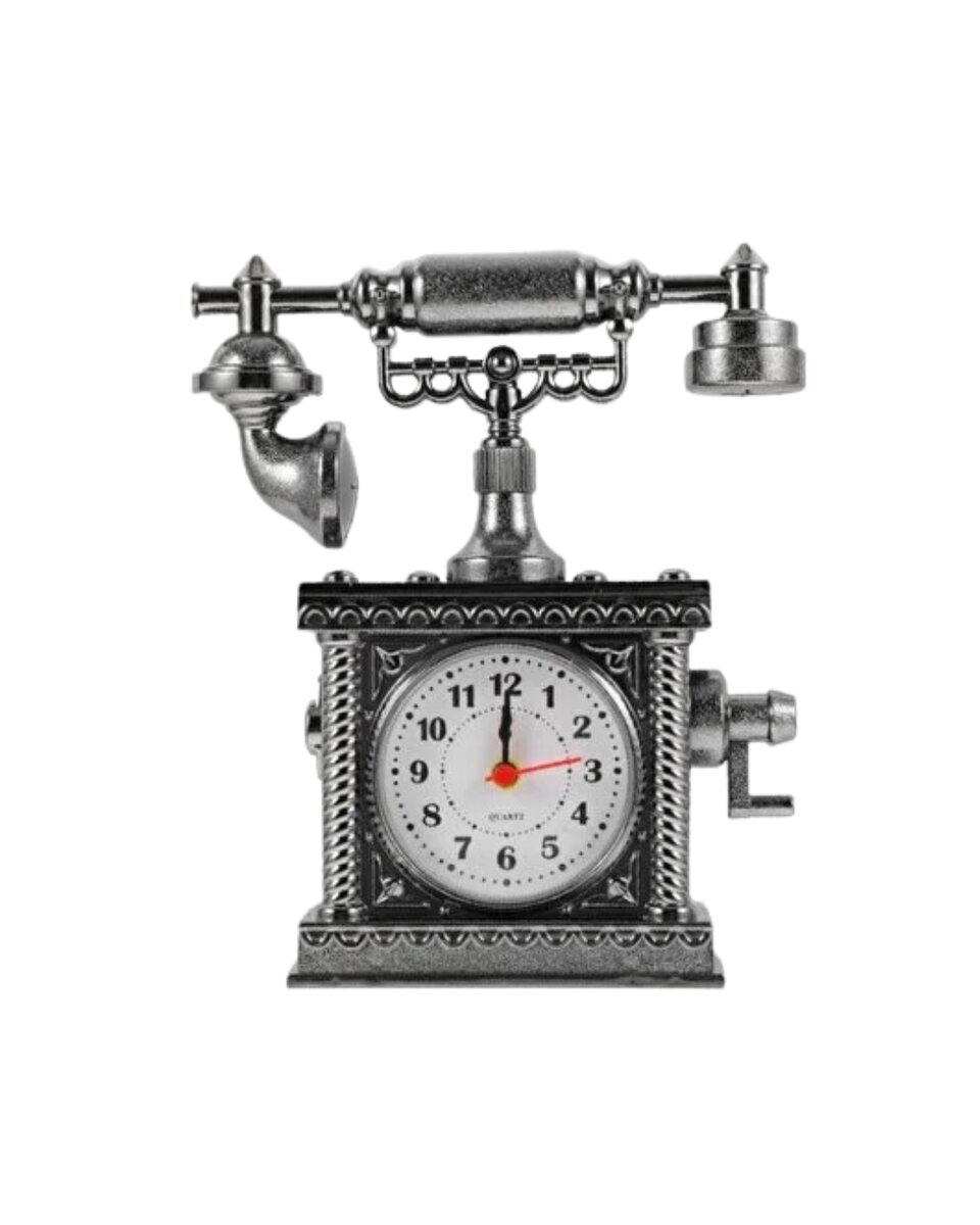 Vintage Telefon Tasarımlı Masa Saati ve Çalar Saat Dekoratif Model Vintage Telefon Tasarımlı Masa Saati ve Çalar Saat Dekoratif Model