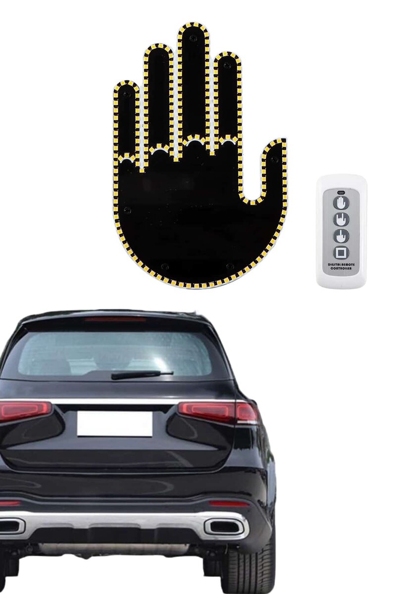Uzaktan Kumandalı El Orta Parmak Led Araç Camına Özel Uzaktan Kumandalı El Orta Parmak Led Araç Camına Özel