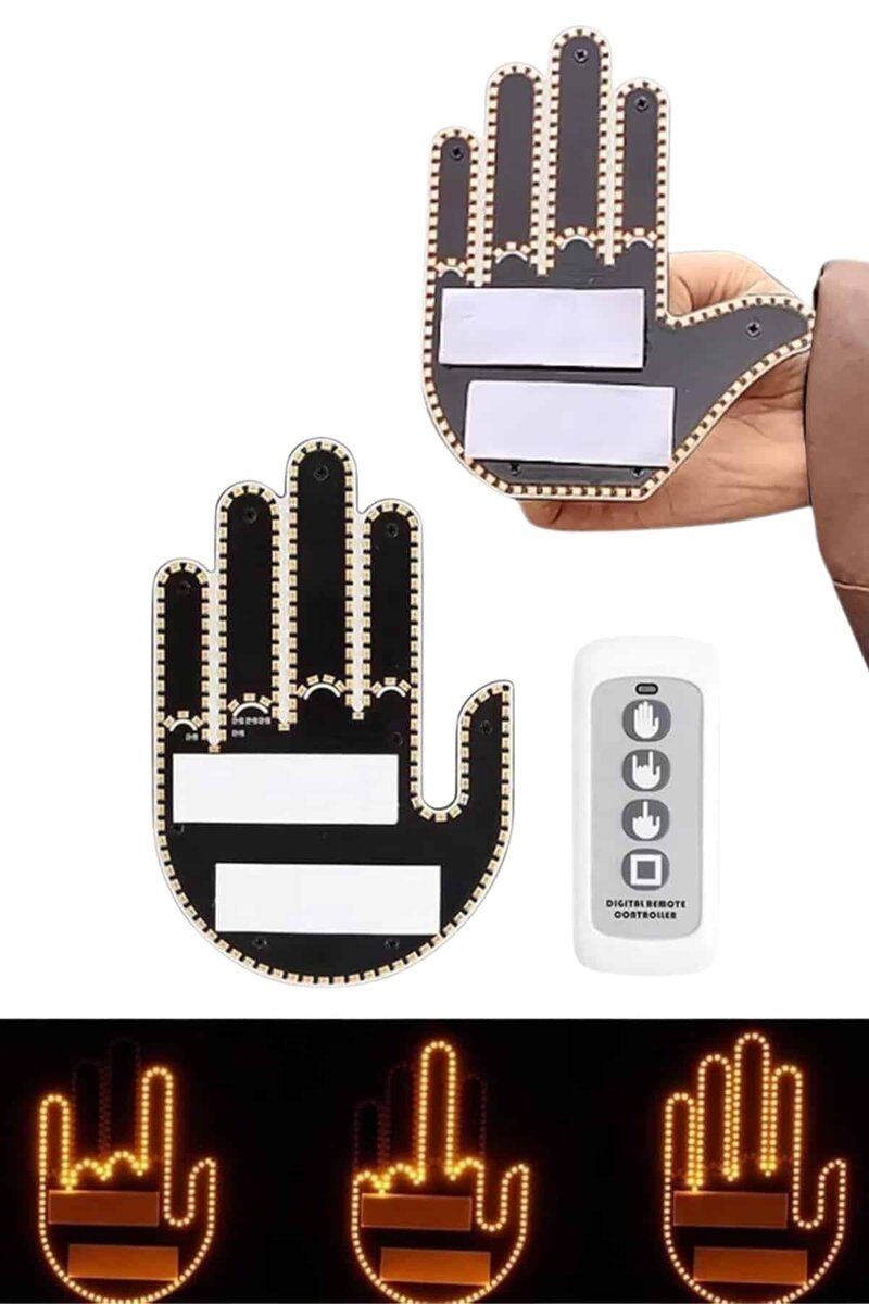 Kumandalı El Led Araba İçi 4 Farklı Mod El Orta Parmak Led Kumandalı El Led Araba İçi 4 Farklı Mod El Orta Parmak Led