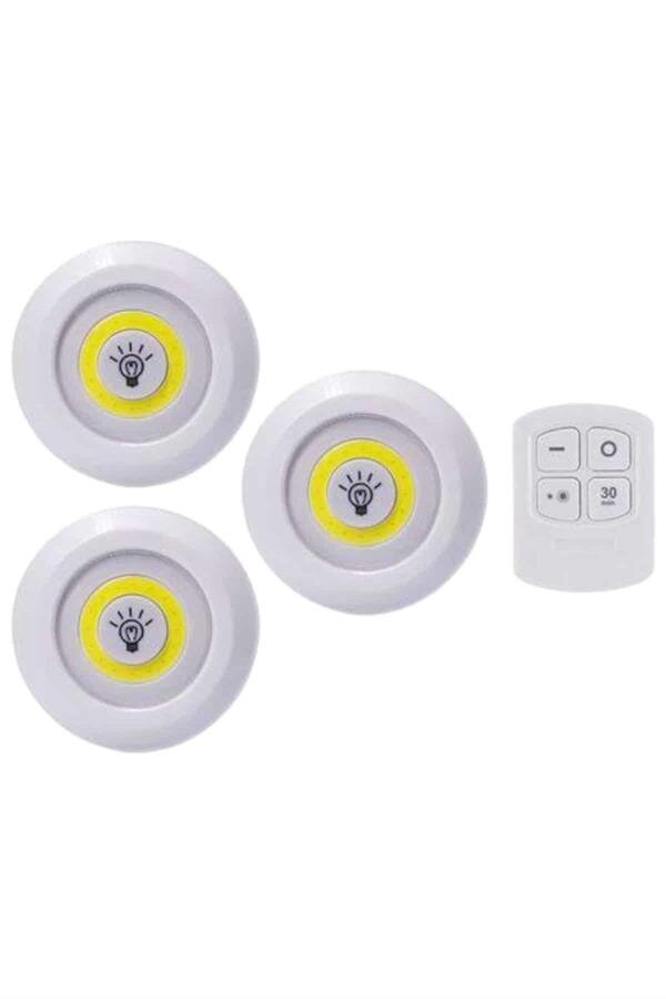 Led Lamba 3'lü Uzaktan Kumandalı Yapışkanlı Led Lamba 3'lü Uzaktan Kumandalı Yapışkanlı
