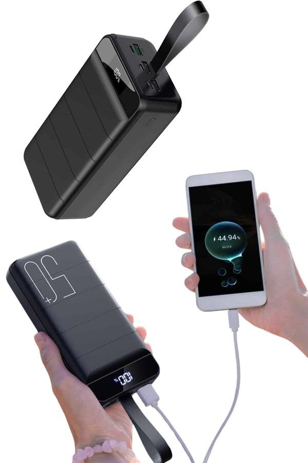 Taşınabilir Powerbank 50.000 mAh 4 Girişli Hızlı Şarj Led Göstergeli Fenerli Şarj Taşınabilir Powerbank 50.000 mAh 4 Girişli Hızlı Şarj Led Göstergeli Fenerli Şarj
