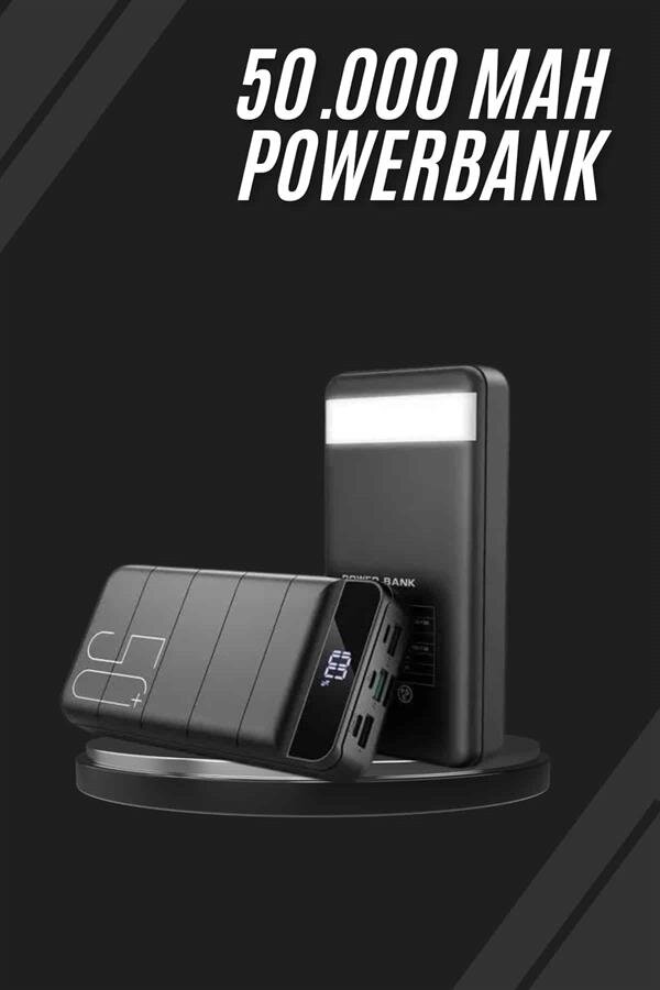 Taşınabilir Powerbank 50.000 mAh 4 Girişli Hızlı Şarj Led Göstergeli Fenerli Şarj Taşınabilir Powerbank 50.000 mAh 4 Girişli Hızlı Şarj Led Göstergeli Fenerli Şarj