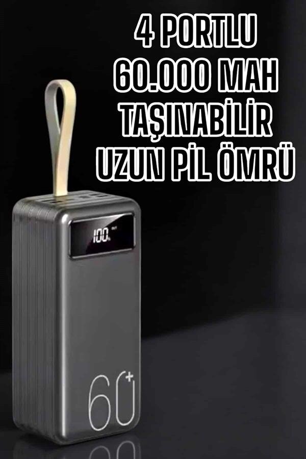 Powerbank 60.000 Mah Hızlı Şarj 4 Çıkışlı Uzun Şarj Süreli Dijital Göstergeli Powerbank 60.000 Mah Hızlı Şarj 4 Çıkışlı Uzun Şarj Süreli Dijital Göstergeli