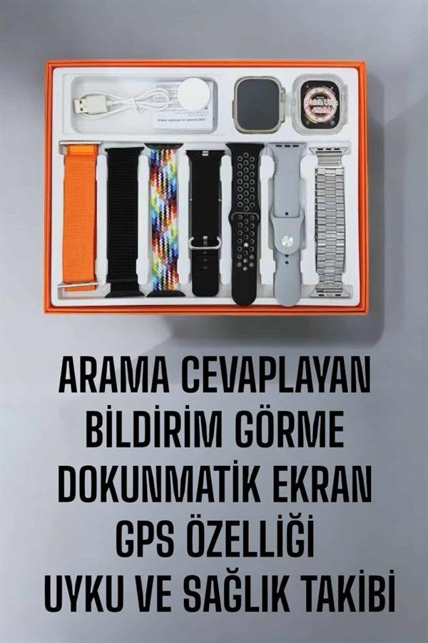Akıllı Saat 7 Kordonlu Metal,Plastik Ve Hasır Kordon Seçeneği Akıllı Saat 7 Kordonlu Metal,Plastik Ve Hasır Kordon Seçeneği