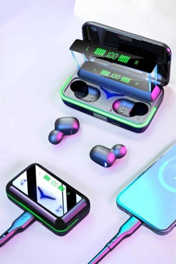 Powerbank Özellikli Kablosuz Bluetooth Kulaklık RGB Işıklı Powerbank Özellikli Kablosuz Bluetooth Kulaklık RGB Işıklı