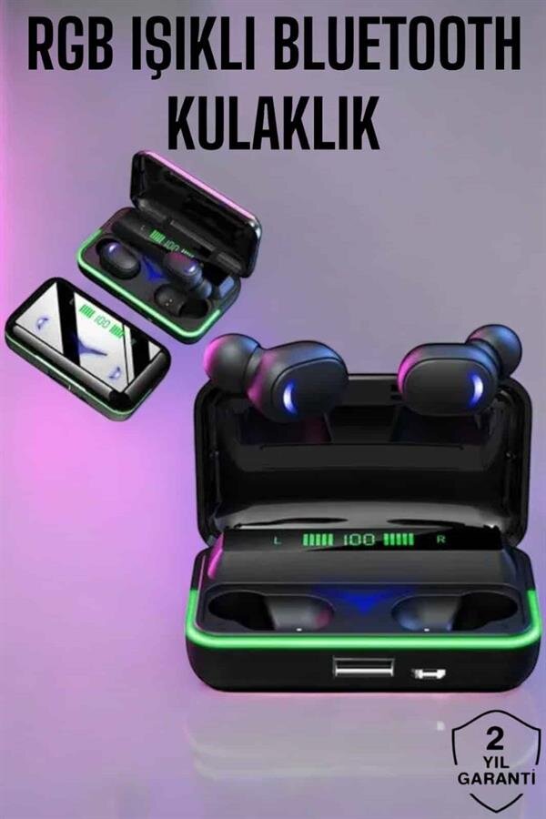 Powerbank Özellikli Kablosuz Bluetooth Kulaklık RGB Işıklı Powerbank Özellikli Kablosuz Bluetooth Kulaklık RGB Işıklı