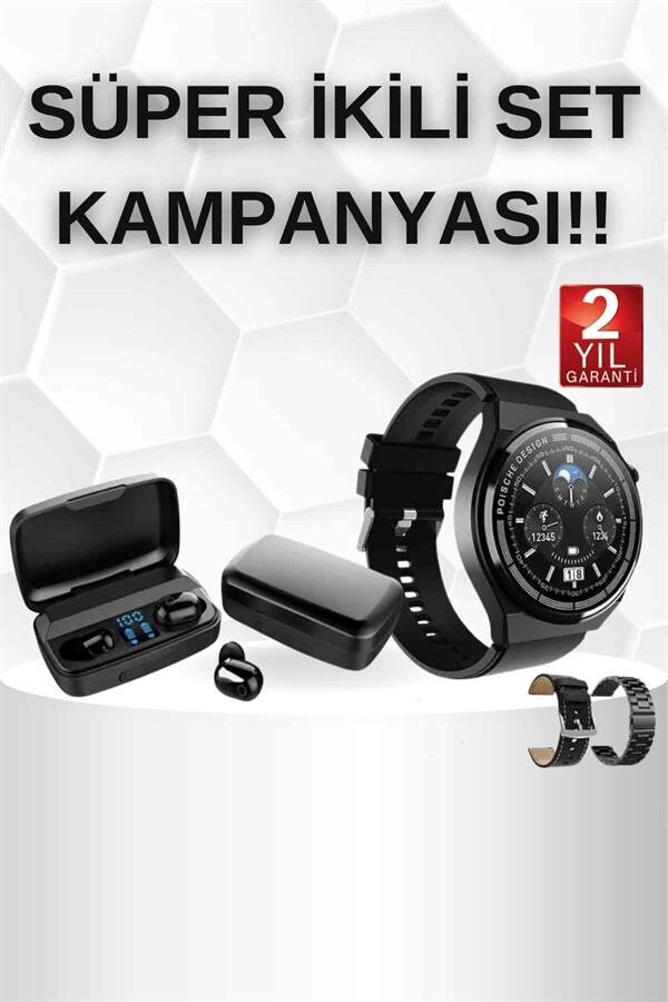 Kablosuz Bluetooth Kulaklık ve Kordon Hediyeli Akıllı Saat Nabız Ölçer Uzun Pil Ömrü Kablosuz Bluetooth Kulaklık ve Kordon Hediyeli Akıllı Saat Nabız Ölçer Uzun Pil Ömrü