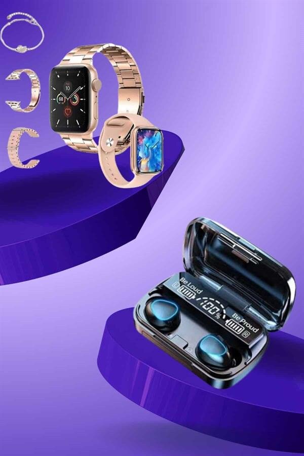 Aksesuar Hediyeli Akıllı Saat ve Dijital Göstergeli Powerbankli Bluetooth Kulaklık Aksesuar Hediyeli Akıllı Saat ve Dijital Göstergeli Powerbankli Bluetooth Kulaklık
