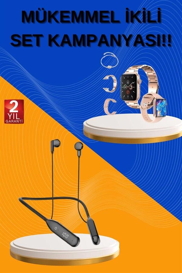 Kablolu Bluetooth Kulaklık ve Kadınlara Özel Bileklik Hediyeli Yeni Nesil Akıllı Saat 3 Kordonlu Kablolu Bluetooth Kulaklık ve Kadınlara Özel Bileklik Hediyeli Yeni Nesil Akıllı Saat 3 Kordonlu