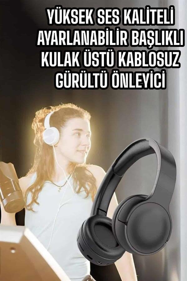 Kulak Üstü Kablosuz Bluetooth Kulaklık Gürültü Önleyici Uzun Şarj Süreli Kulak Üstü Kablosuz Bluetooth Kulaklık Gürültü Önleyici Uzun Şarj Süreli