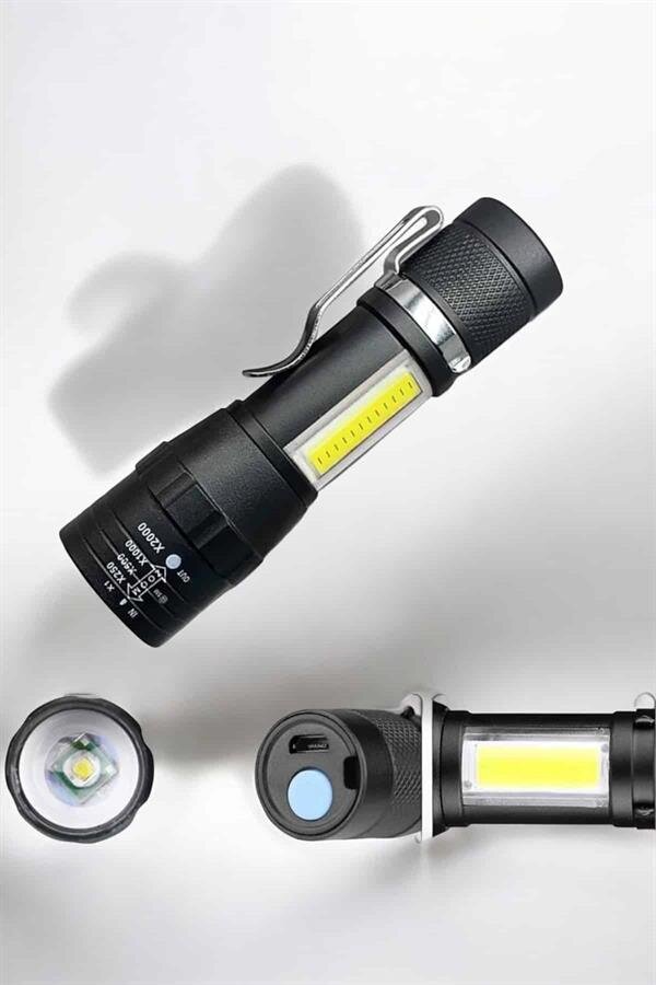 El Feneri Led USB Şarjlı Zoom Mini Led Işık Acil Durum Feneri El Feneri Led USB Şarjlı Zoom Mini Led Işık Acil Durum Feneri