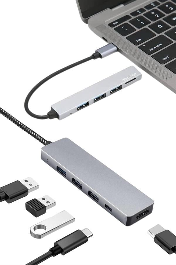 Macbook Pro/air Uyumlu USB Type-C 8 In 1 Hub Dönüştürücü Çevirici Çoklayıcı USB Hdmı Micro Sd 8 Girişli Macbook Pro/air Uyumlu USB Type-C 8 In 1 Hub Dönüştürücü Çevirici Çoklayıcı USB Hdmı Micro Sd 8 Girişli