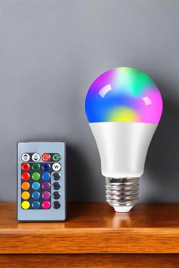 Renk Değiştirebilen RGB Işıklı Led Ampul A+Enerji 15 Watt Led Işık Renk Değiştirebilen RGB Işıklı Led Ampul A+Enerji 15 Watt Led Işık