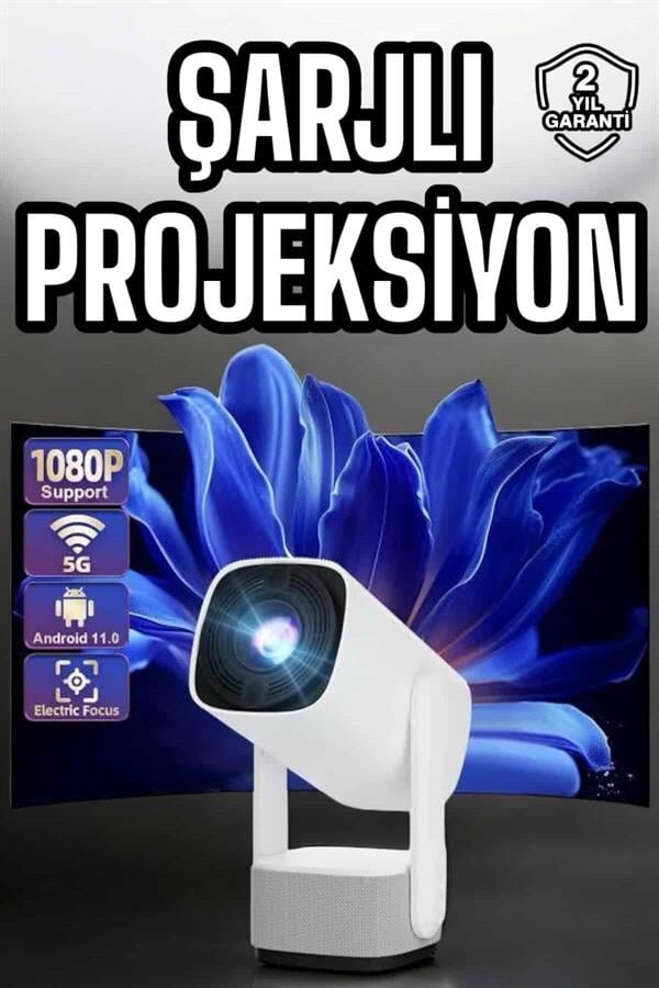 Şarjlı Projeksiyon Oyun Sinema Projektörü 4K HD Görüntü Kaliteli Şarjlı Projeksiyon Oyun Sinema Projektörü 4K HD Görüntü Kaliteli
