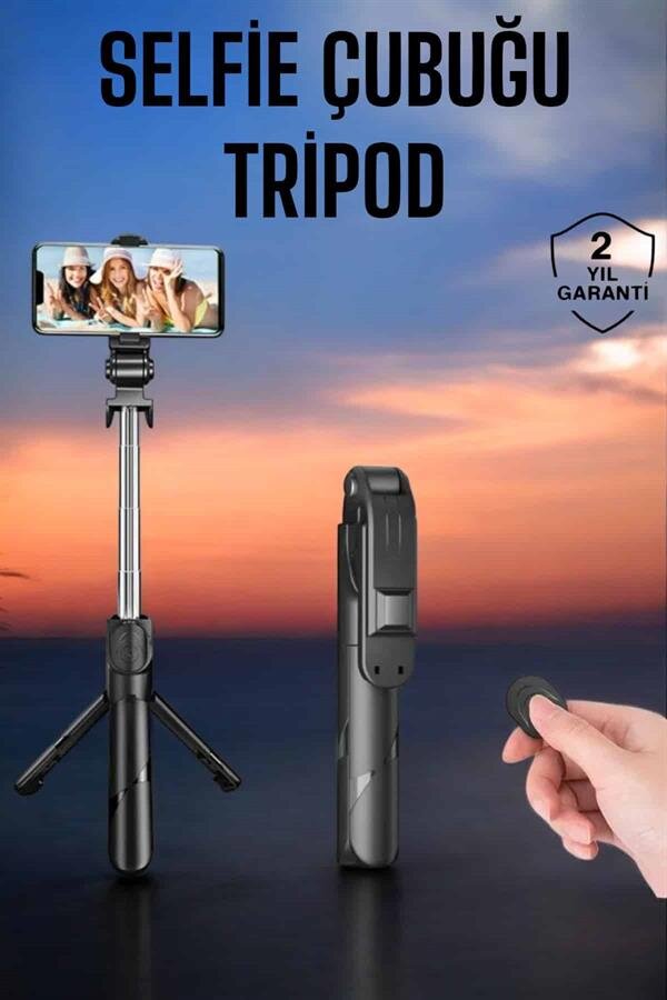 Tripod Kablosuz Bluetooth Bağlantılı Selfie Çubuğu 360 Derece Dönebilen Tripod Kablosuz Bluetooth Bağlantılı Selfie Çubuğu 360 Derece Dönebilen