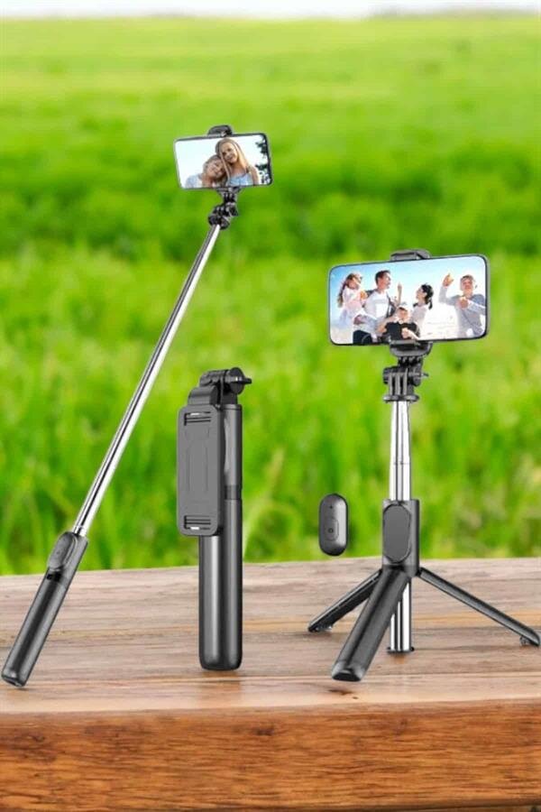 Tripod Kablosuz Bluetooth Bağlantılı Selfie Çubuğu 360 Derece Dönebilen Tripod Kablosuz Bluetooth Bağlantılı Selfie Çubuğu 360 Derece Dönebilen