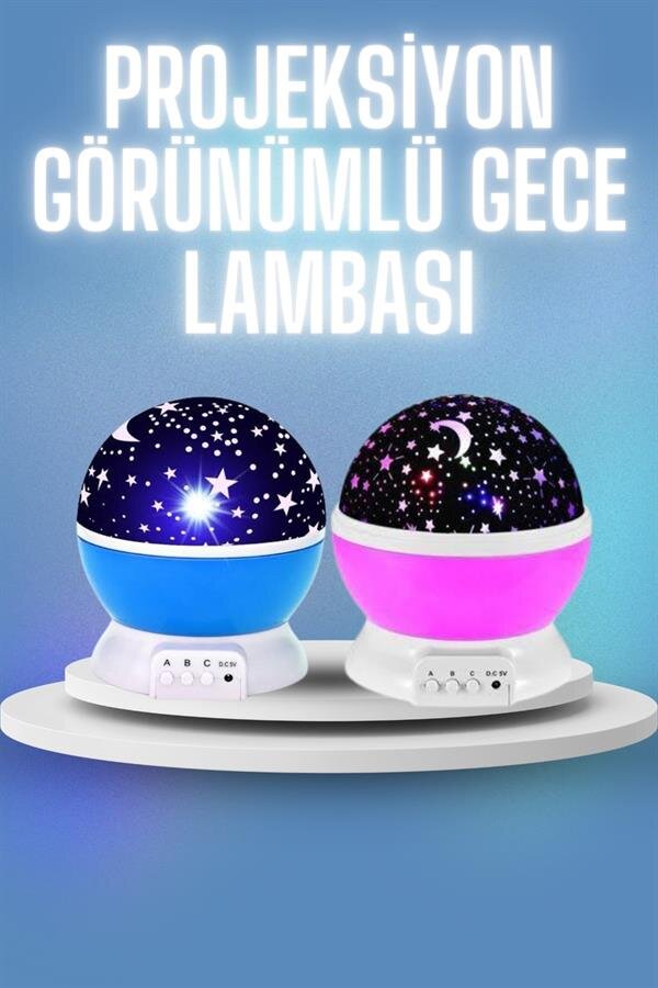 Renkli Yıldızlı Gökyüzü Projeksiyon Gece Lambası Pilli ve USB Kablolu Renkli Yıldızlı Gökyüzü Projeksiyon Gece Lambası Pilli ve USB Kablolu