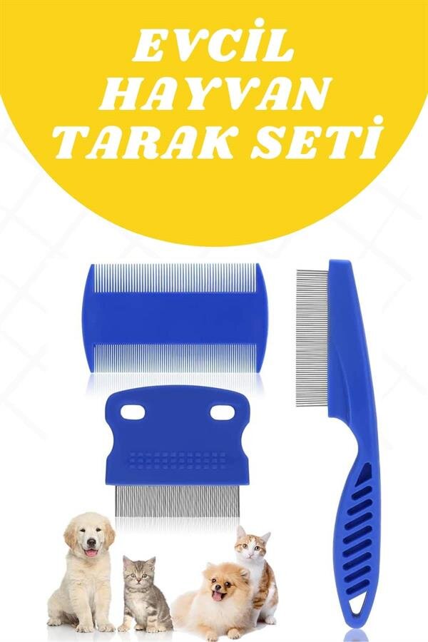 Evcil Hayvan Tarak Seti 4'lü Bit Tarağı Ked Köpek Tüyüne Uygun Evcil Hayvan Tarak Seti 4'lü Bit Tarağı Ked Köpek Tüyüne Uygun