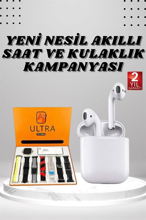 7 Kordonlu Akıllı Saat Ve 2.Nesil Kulaklık Yüksek Ses Kaliteli Uzun Pil Ömrü 7 Kordonlu Akıllı Saat Ve 2.Nesil Kulaklık Yüksek Ses Kaliteli Uzun Pil Ömrü