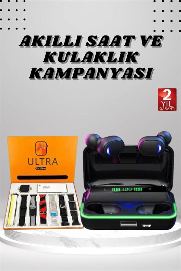 Yeni Nesil Akıllı Saat ve Bluetooth Kulaklık Kampanyası Android Ve İOS Uyumlu Uyku ve Sağlık Takibi Yeni Nesil Akıllı Saat ve Bluetooth Kulaklık Kampanyası Android Ve İOS Uyumlu Uyku ve Sağlık Takibi