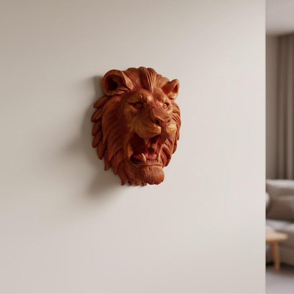 Gold Kırmızı Aslan Duvar Dekoru Asılabilir Hediyelik 3D Heykel 20x21 cm Gold Kırmızı Aslan Duvar Dekoru Asılabilir Hediyelik 3D Heykel 20x21 cm