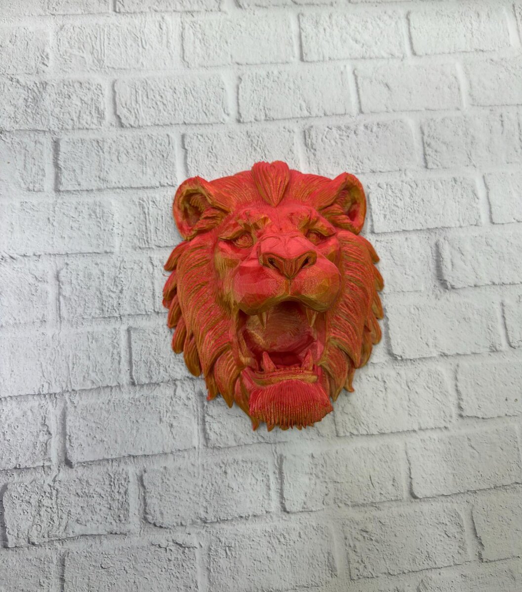Gold Kırmızı Aslan Duvar Dekoru Asılabilir Hediyelik 3D Heykel 20x21 cm Gold Kırmızı Aslan Duvar Dekoru Asılabilir Hediyelik 3D Heykel 20x21 cm