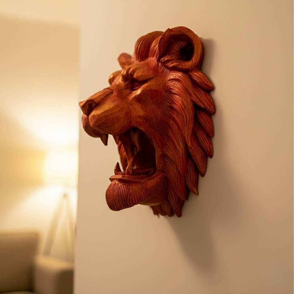 Dekoratif Asılabilir Aslan Başı 3D Duvar Heykeli Gold Red 20x21 cm Dekoratif Asılabilir Aslan Başı 3D Duvar Heykeli Gold Red 20x21 cm