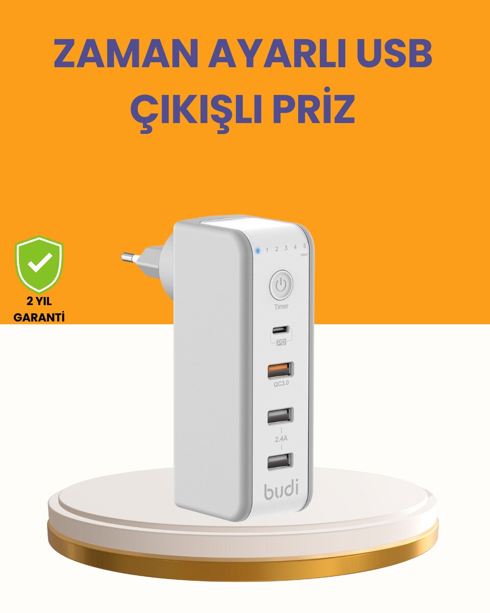 Zaman Kontrollü Şarj Cihazı 30W Hızlı Şarj ve Çoklu USB Çıkışı Zaman Kontrollü Şarj Cihazı 30W Hızlı Şarj ve Çoklu USB Çıkışı