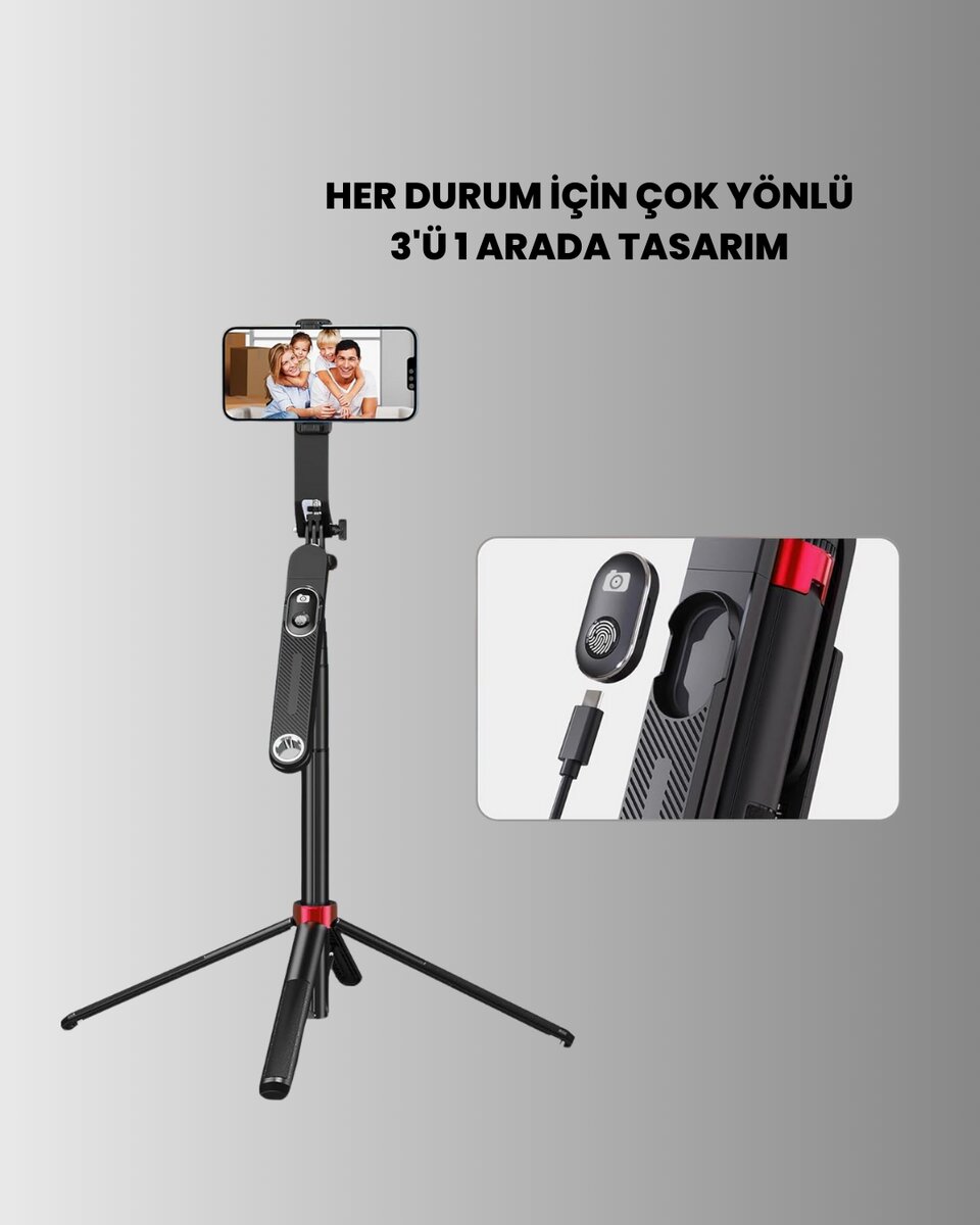 Ayarlanabilir Telefon Tripodu Selfie Stick Çok Açılı Çekim Ayarlanabilir Telefon Tripodu Selfie Stick Çok Açılı Çekim