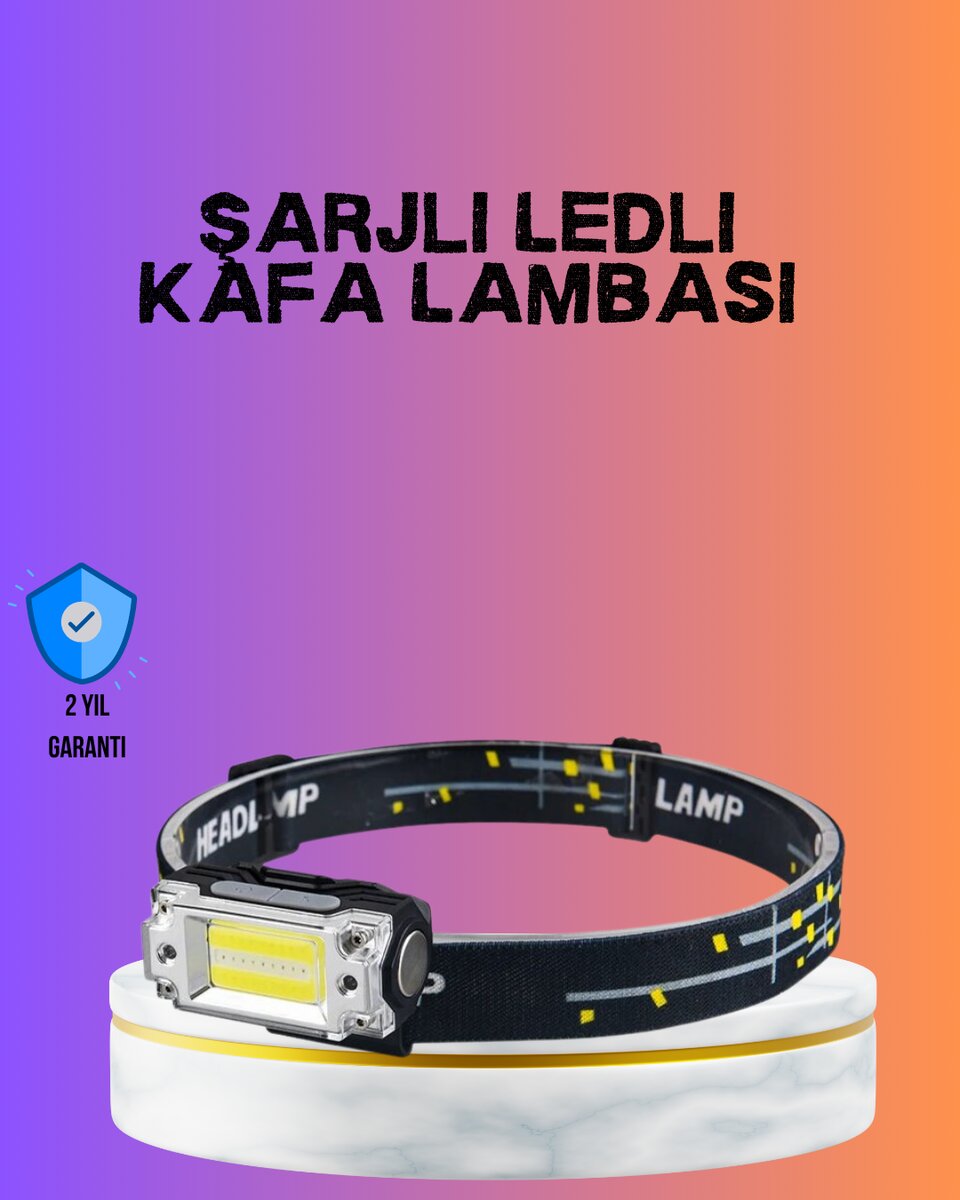 Beyaz Led Işık Sensörlü Kafa Lambası Lityum Batarya Led El Fenerli Şarjlı Beyaz Led Işık Sensörlü Kafa Lambası Lityum Batarya Led El Fenerli Şarjlı