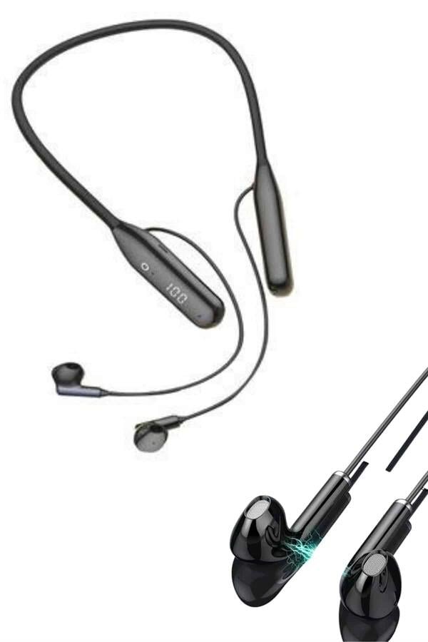 60 Saat Kablolu Boyun Askılı Dijital Göstergeli Bluetooth Kulaklığı 60 Saat Kablolu Boyun Askılı Dijital Göstergeli Bluetooth Kulaklığı