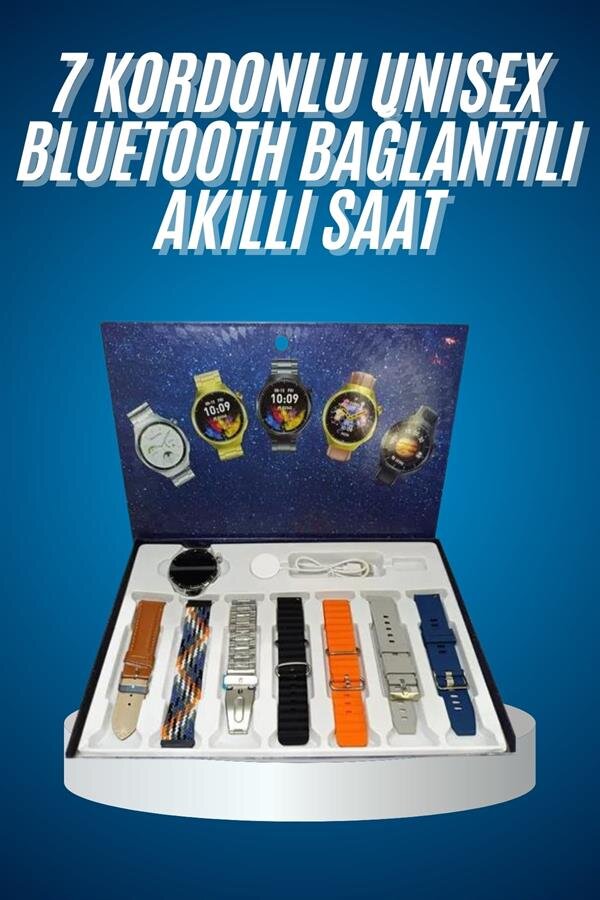 Unısex Yuvarlak Ekranlı 7 Kordonlu Akıllı Saat GPS Destekli Çoklu Kordon Seçeneği Unısex Yuvarlak Ekranlı 7 Kordonlu Akıllı Saat GPS Destekli Çoklu Kordon Seçeneği