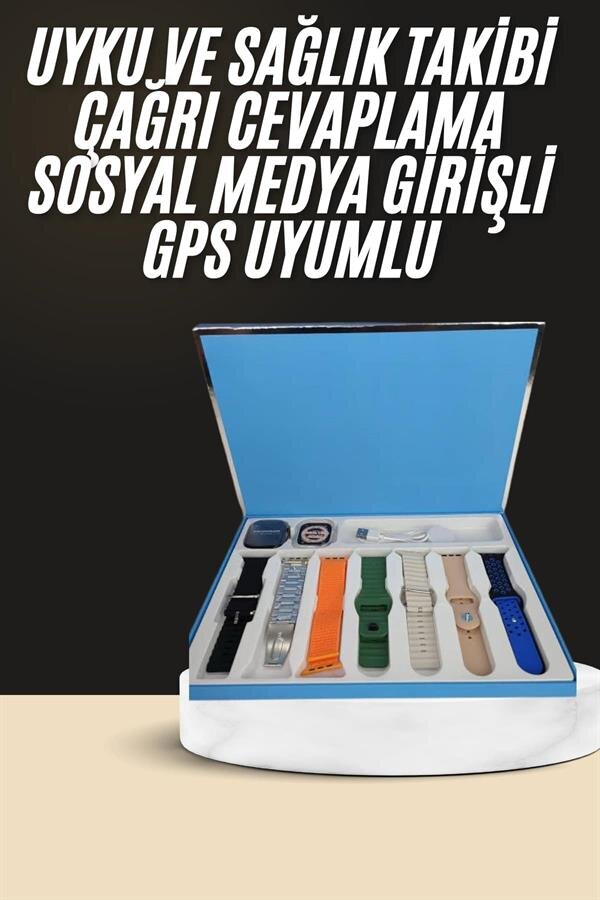 7 Kordonlu Unisex Akıllı Saat Çoklu Kordon Seçeneği Amoled Ekran 7 Kordonlu Unisex Akıllı Saat Çoklu Kordon Seçeneği Amoled Ekran