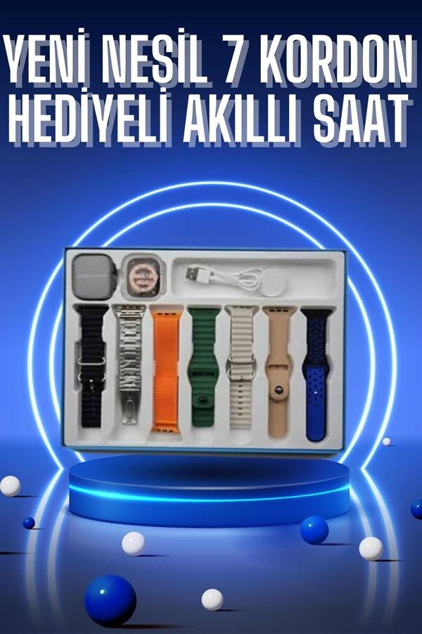 Akıllı Saat 7 Kordon Hediyeli Takvim Alarm Nabız Ölçer Bildirim Görme Sesli Görüşme Akıllı Saat 7 Kordon Hediyeli Takvim Alarm Nabız Ölçer Bildirim Görme Sesli Görüşme