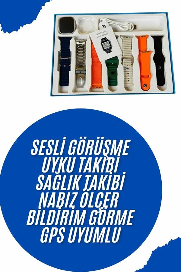 Akıllı Saat 7 Kordon Hediyeli Takvim Alarm Nabız Ölçer Bildirim Görme Sesli Görüşme Akıllı Saat 7 Kordon Hediyeli Takvim Alarm Nabız Ölçer Bildirim Görme Sesli Görüşme