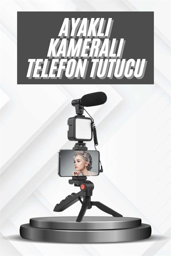 Telefon Tutucu Mikrofonlu Işıklı Youtuber Video Kayıt Telefon Tutucu Mikrofonlu Işıklı Youtuber Video Kayıt