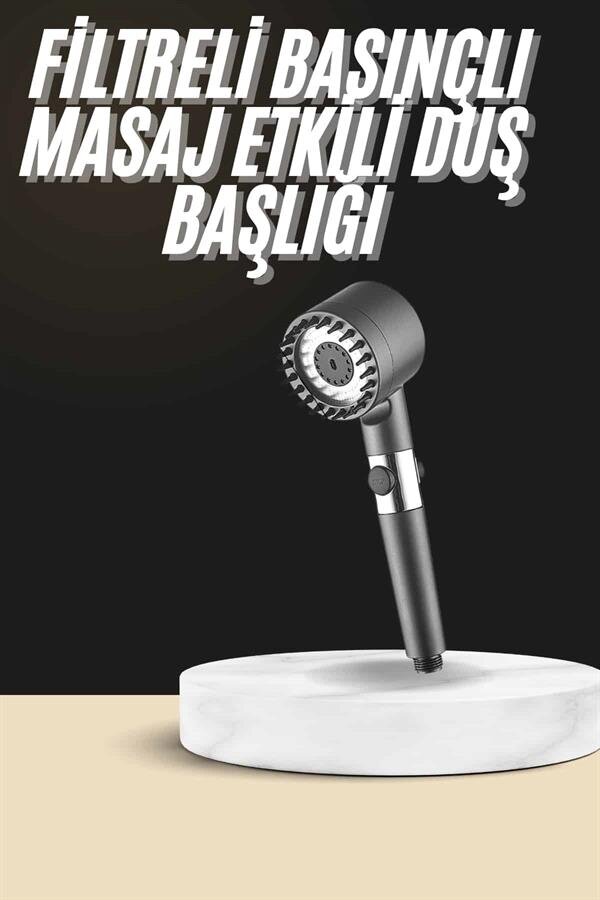Duş Başlığı Profesyonel Masaj Başlıklı 3 Modlu Yeni Nesil Masaj Uçlu Su Tasarruflu
