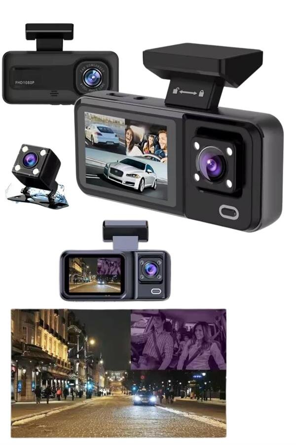 Ekranlı Sürüş Kaydedici DVR Ön ve Arka Kameralı Full HD Çözünürlüklü Ekranlı Sürüş Kaydedici DVR Ön ve Arka Kameralı Full HD Çözünürlüklü